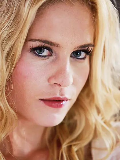 Lovely blonde has a soft morning with herself