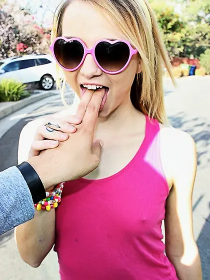 Tiny blonde pink sunglasses