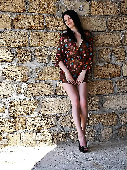 The brunette teen Nichole A has found a quiet place and stripped