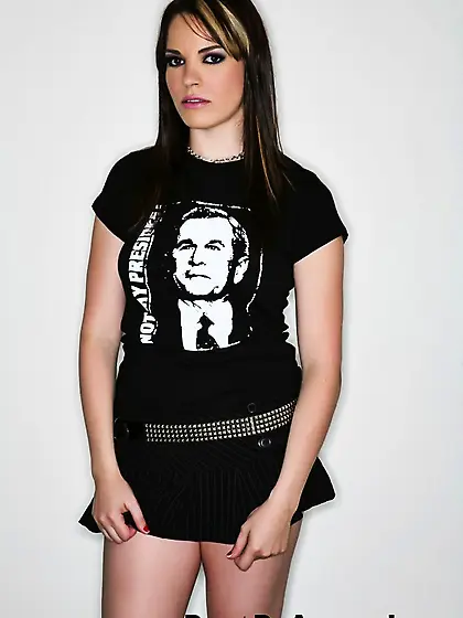 Brunette chick black printed