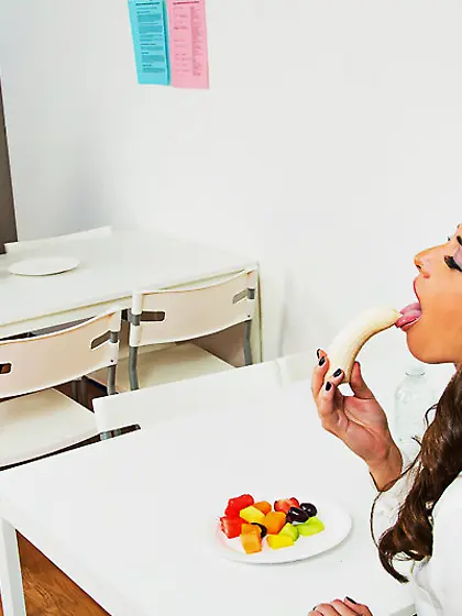 While wearing stockings,  brunette darling Casey Calvert is ready