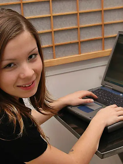 Seductive blonde teen Emily 18 strips on the bed and shows her a