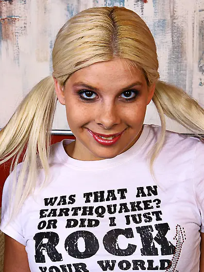 Innocent blonde pigtails white