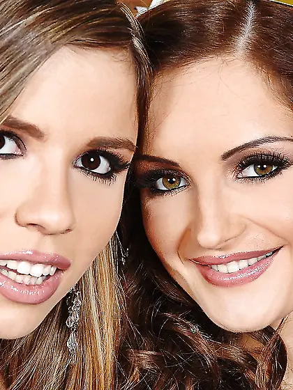 Skinny models wear fancy dresses licking clitorises till orgasm