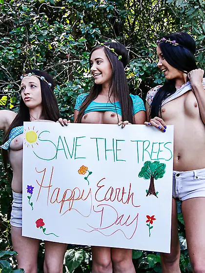 Hot brunette friends happy