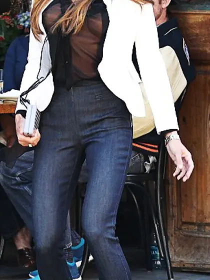 Kelly Bensimon See Through Top On A Set Of A Photoshoot In New Y