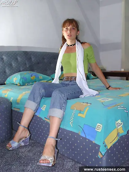 Young girl shows off