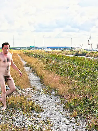 Male exhibitionist showing off his public boner