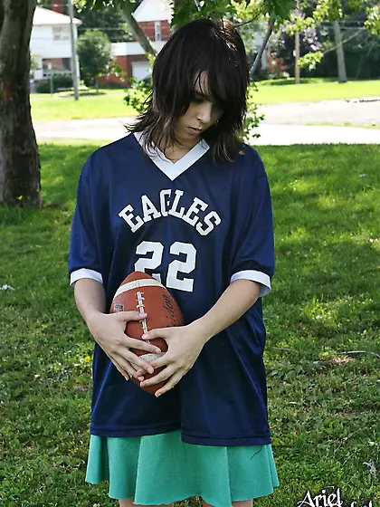 This babe loves sex football and proves that Ariel Rebel is the