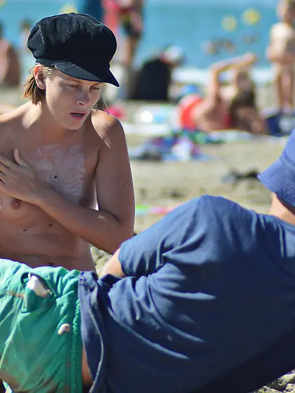South of France on topless beach...