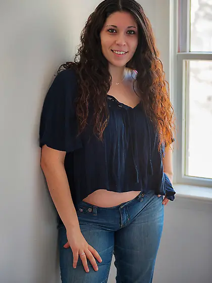 Brunette is obsessed with showing her big heavy boobies