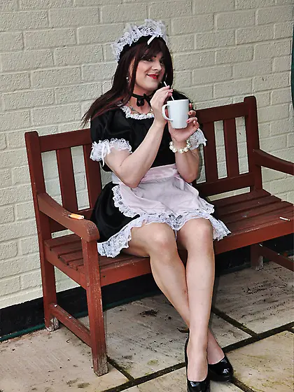 Male crossdresser dressed innocent