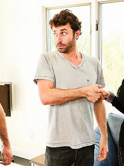 Salacious milf Veronica Avluv is swinging and moaning between tw