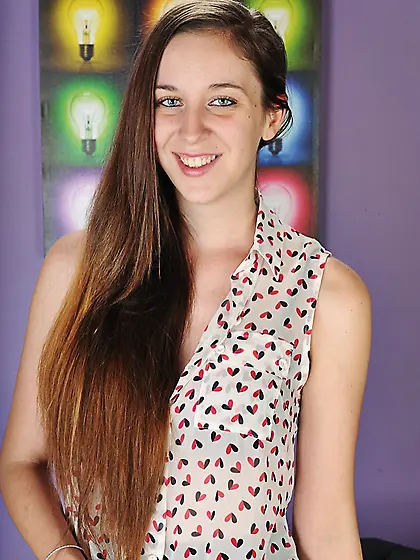 Girl with small natural titties Layla Adams gets excited when pl