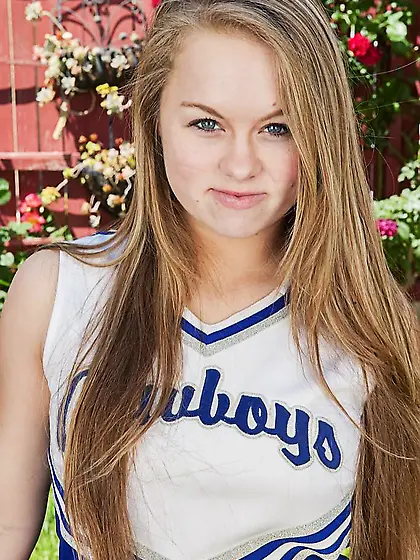 Fine teen cheerleader Madison Chandler is posing nude outdoor,  s