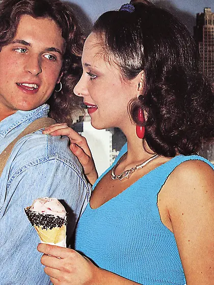 Retro ice cream eating