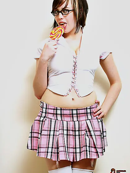 Nerdy babe glasses skimpy