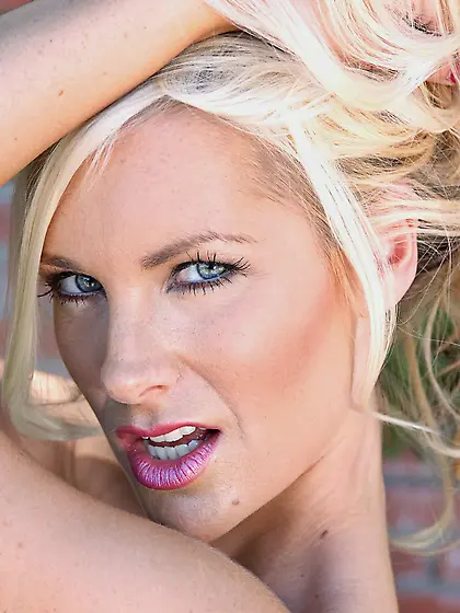 Long legged blonde Brandi Edwards in red mini dress and shoes ex