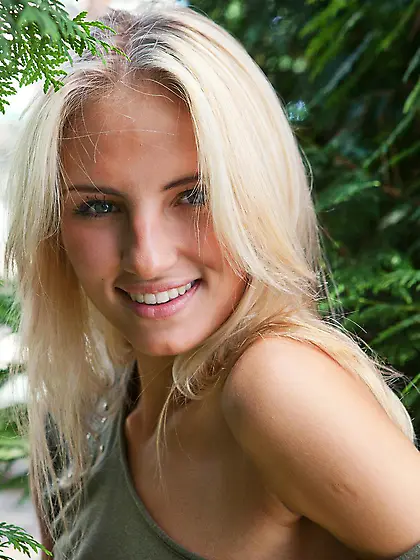 Enchanting and cheerful blonde Jaime A is always up for some nud