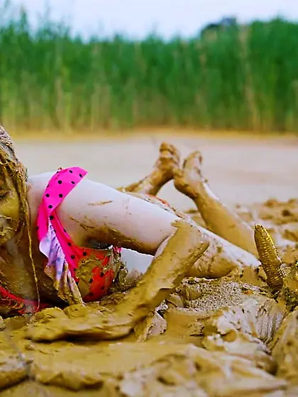 Orgasm in lake of mud