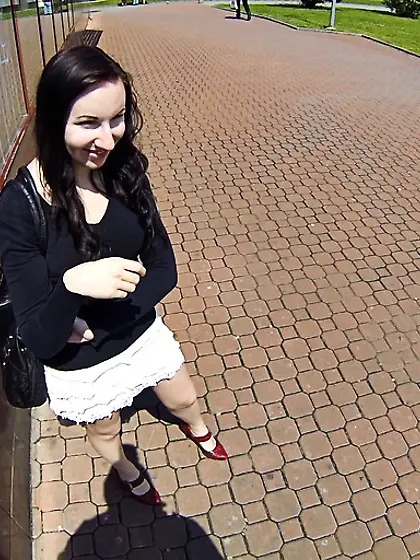 Small-tit teen white dress