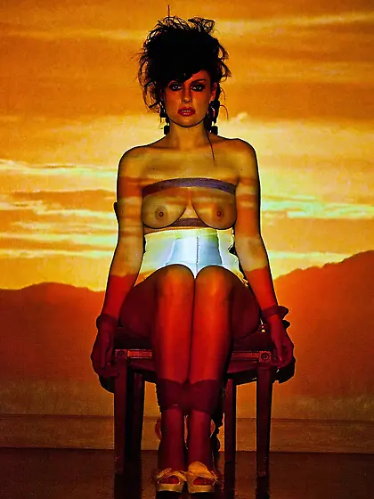 Foxy brunette babe Sovereign Syre strips her kinky lingerie and