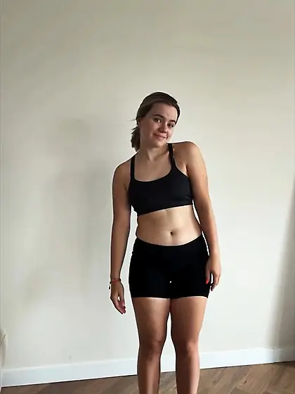 Petite teen Roos in the gym