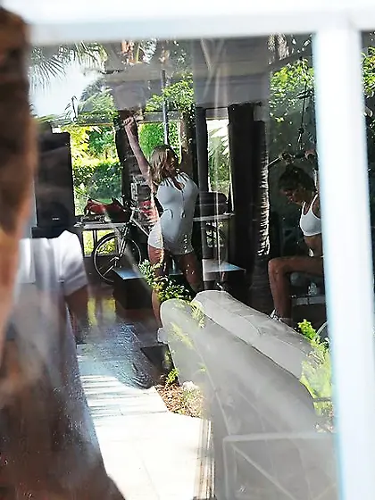 White get-up busty blonde bombshell enjoys hardcore penetration