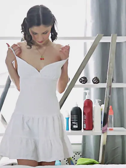 Fit brunette light nipples