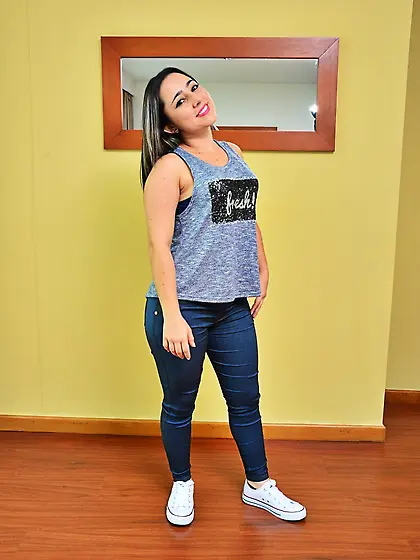 Hispanic girl shows her body on the balcony,  it's super-appealin