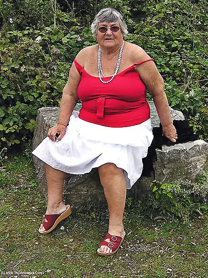 Hot granny red blouse