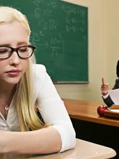 Filthy lesbian teacher disciplines hot schoolgirl and sticks dil