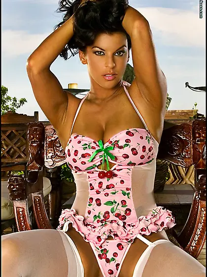 Nancy Erminia takes her sexy white lingerie off and shows us her