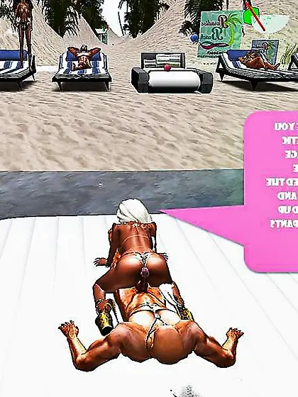 Towheaded Barbie Public Beach Nailing