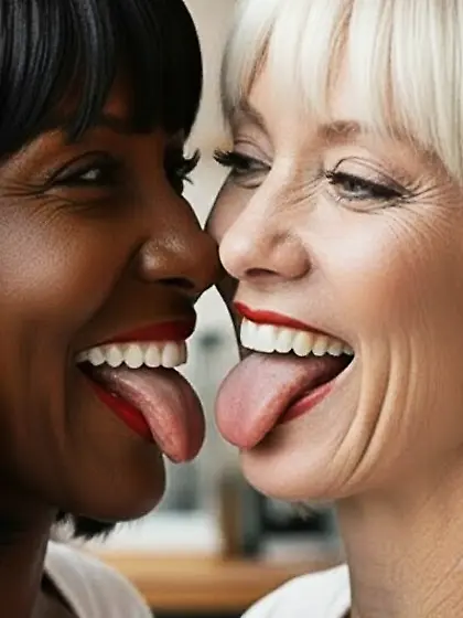 AI White Babe and Black Babe Clones Kissing