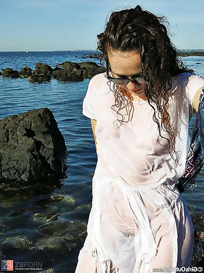 Super-Cute wooly fledgling dark haired posing dressed in the riv