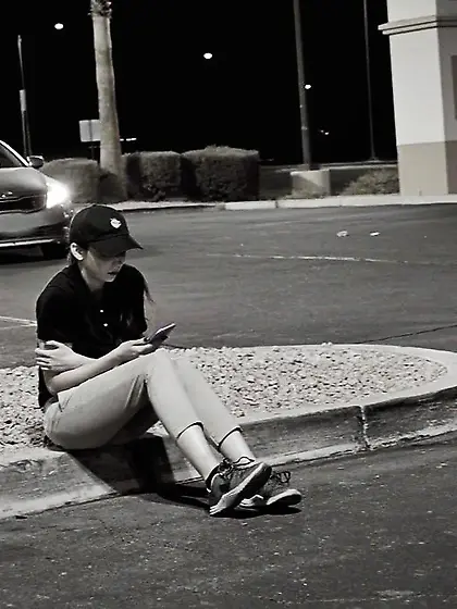 Long-haired brunette shows love