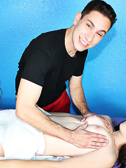 Hot brunette teen enjoys