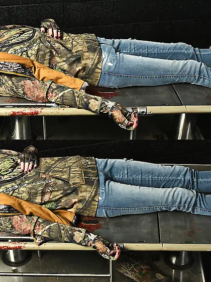 dead female soldier in socks