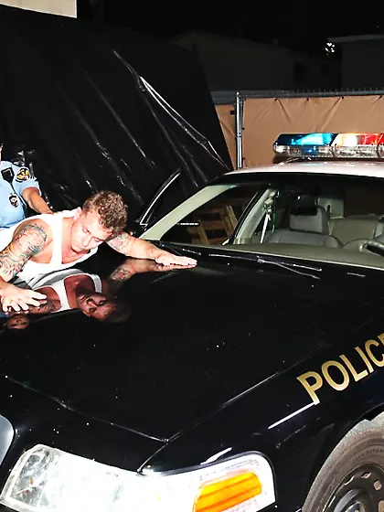 Jewels Jade strips her police uniform,  shows her jugs and rides