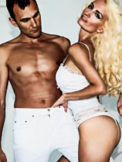 Blonde Marlena and Brunette Marco Striptease.