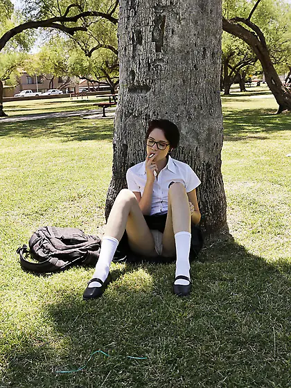 Glasses-wearing short-haired teen gets dominated by a hung old d