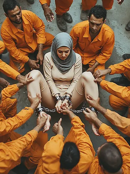 Hijabi girl in Male prison