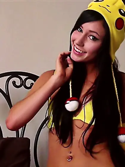 Skinny chick wearing yellow