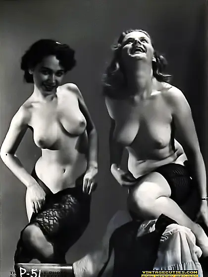 Vintage girls posing camera