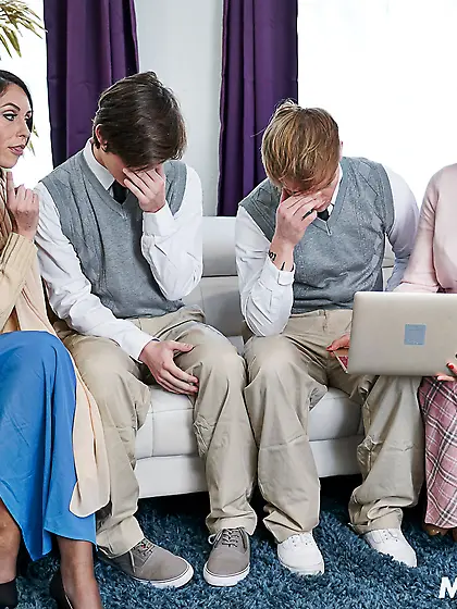 Ashley Wolf and Penny Barber get nicely fucked in the living roo