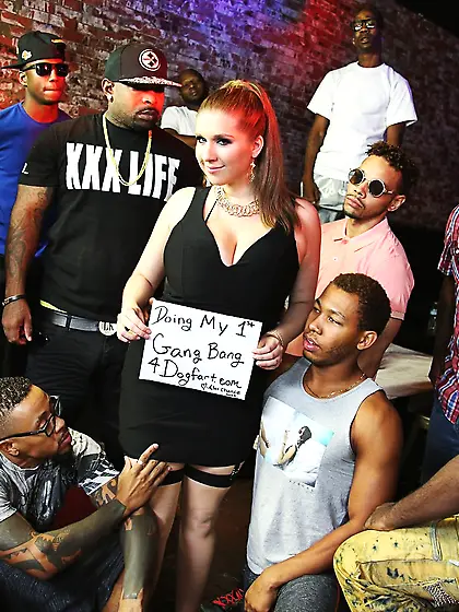 Pale-skinned brunette PAWG gets gang-banged by several black dud