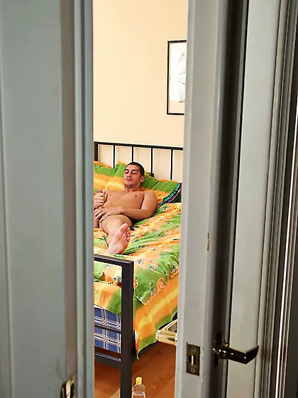 Blonde whore takes two young cocks in her horny mouth and twat