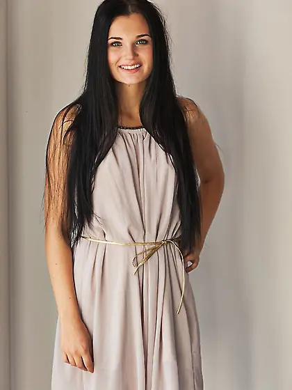 Cheery hottie with a fantastic body shows off while on camera Vi