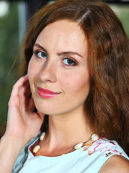 Clothed brunette glamour